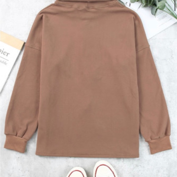 Brown Cowl Neck Drop Shoulder Sweatshirt - Picture 8 of 13
